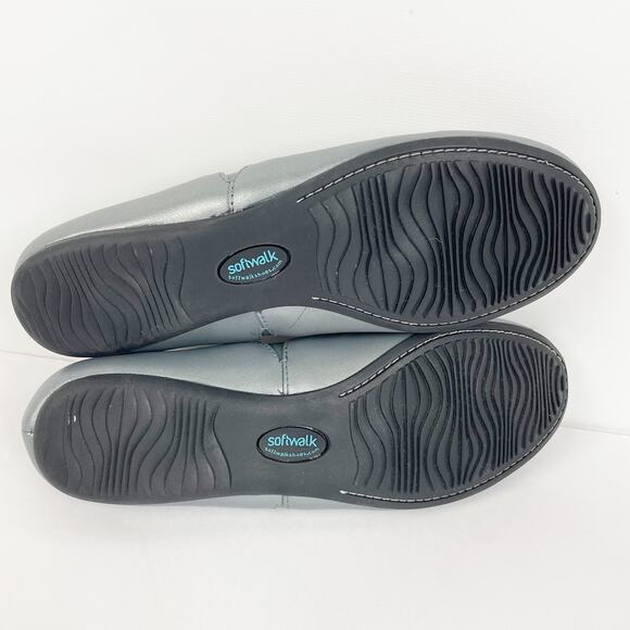 Softwalk Womens Norwich Ballet Flats 6.5 Narrow Silver Leather Round Toe NWOB - Picture 9 of 11
